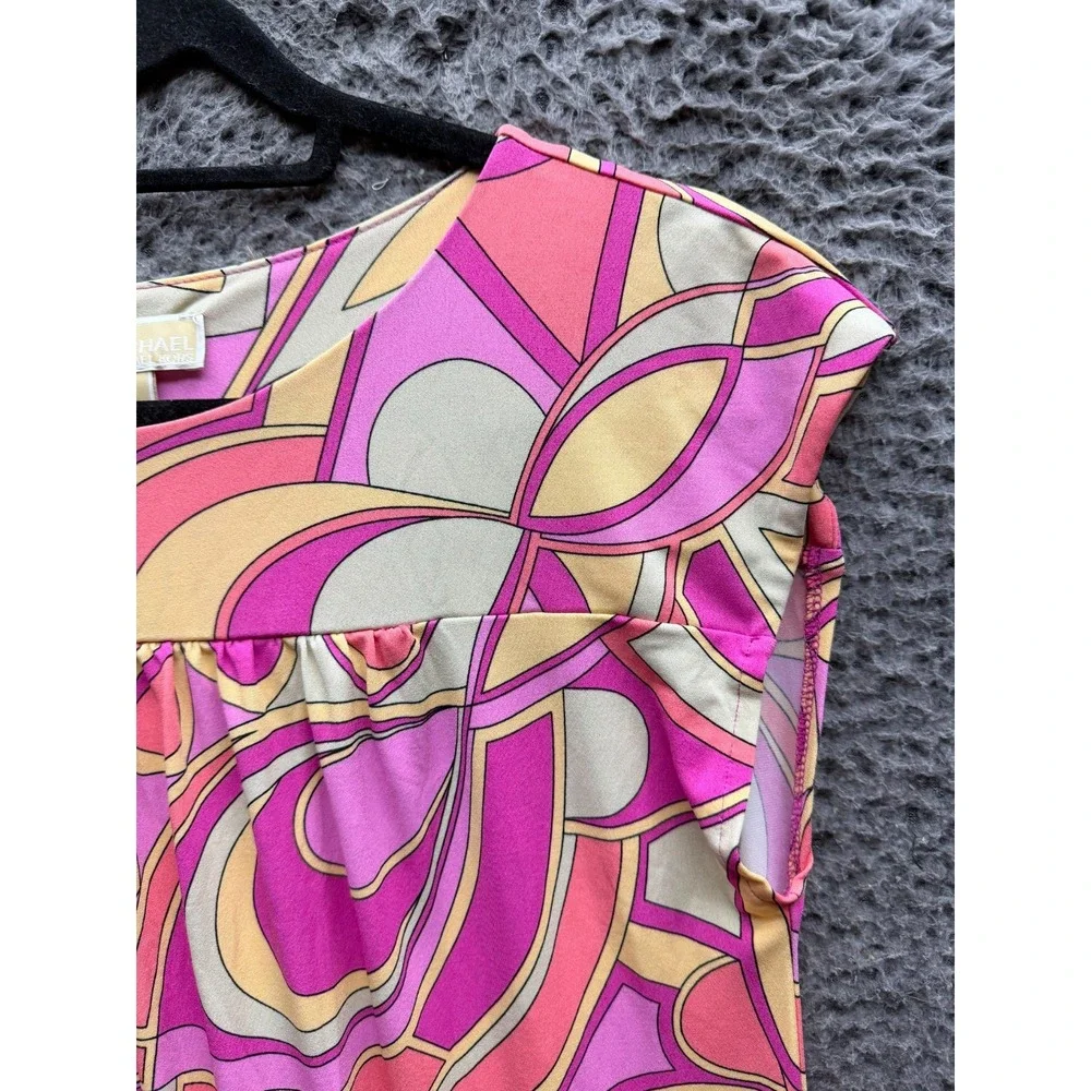 Michael Kors Abstract Print Jersey Cap Sleeve Shift Dress Multicolor Size S
